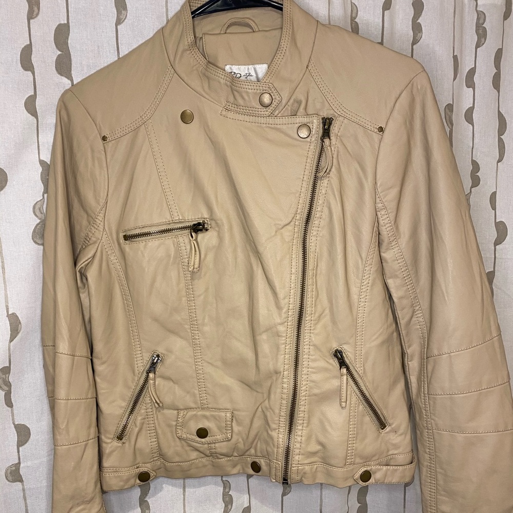 Beige Leather Jacket